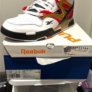 Reebok Pump Omni Zone II White Red Black Gold Sneakers